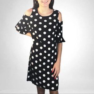 Tommy Hilfiger Cold-Shoulder Polka-Dot Dress NWT